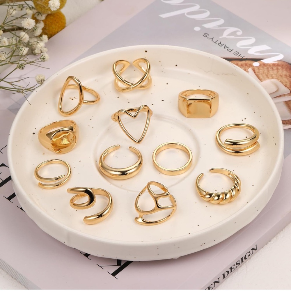 12Pcs Gold Stackable Rings Set, 18K Gold Plated Open Stacking Knuckle Ri… - Picture 7 of 8